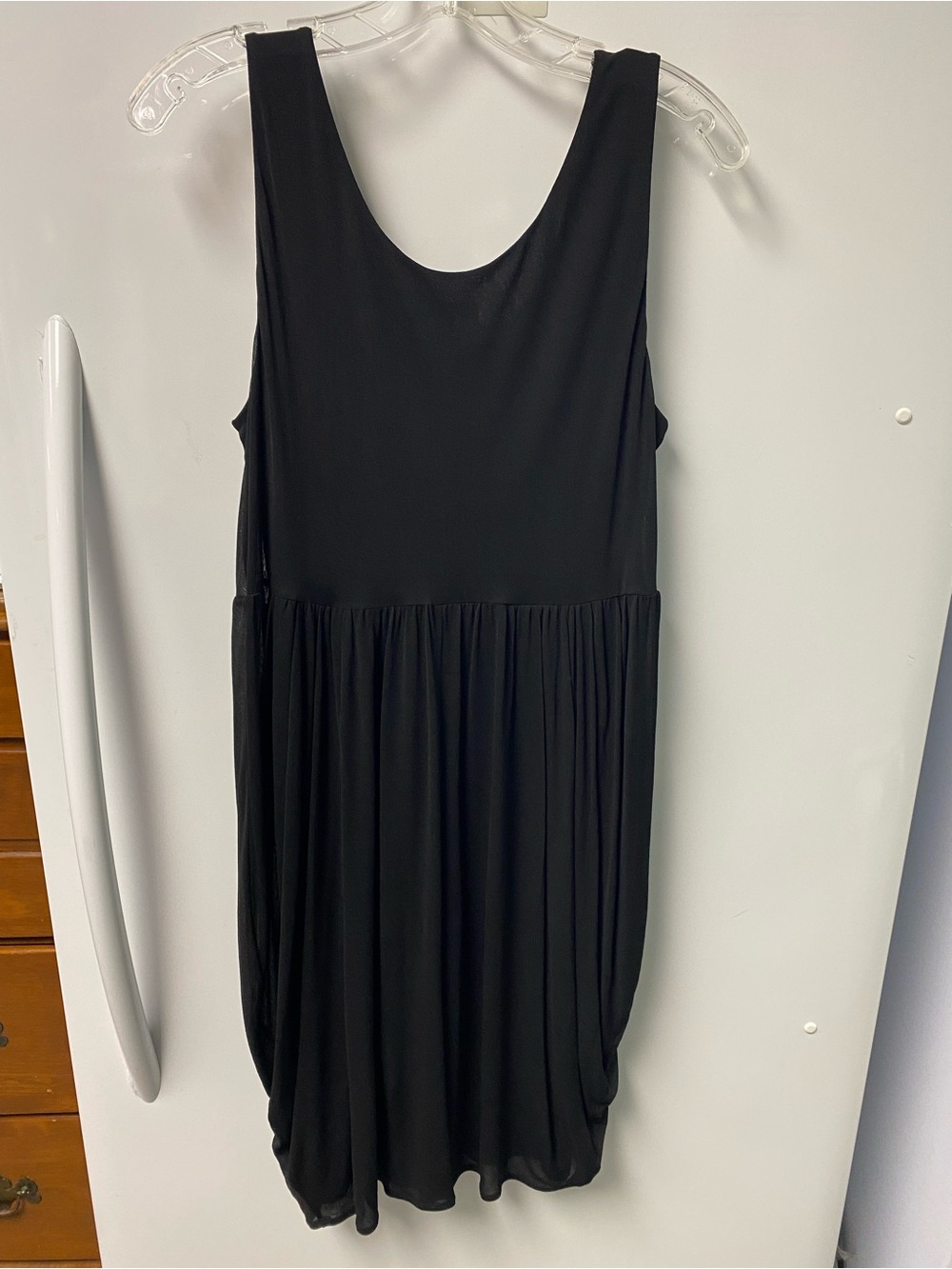 Eileen Fisher Black Sleeveless Dress with Draped Skirt - Picture 3 of 6